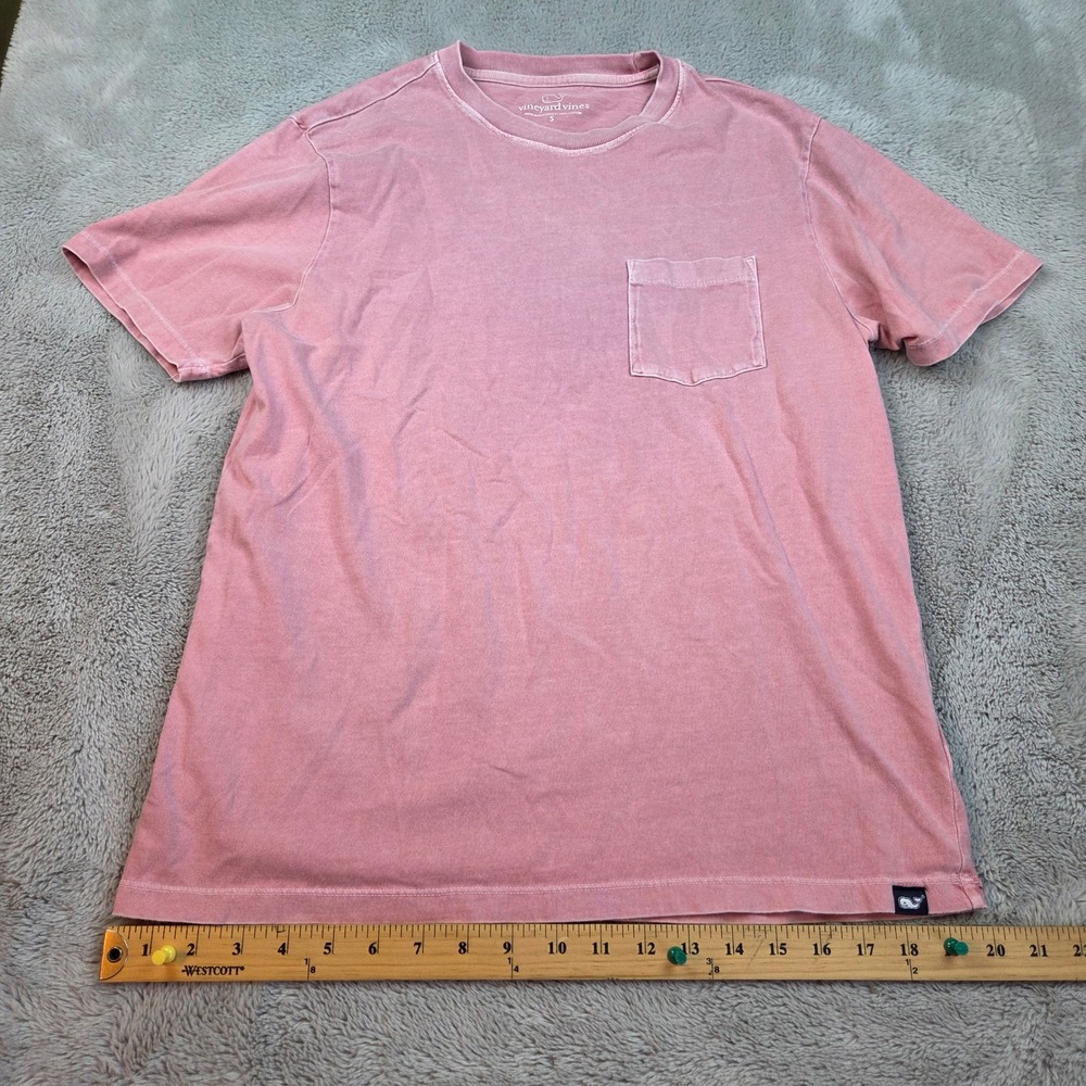 Vineyard Vines Cotton Pocket Tee Mens S Garment Dye Short Sleeve Pink T-Shirt